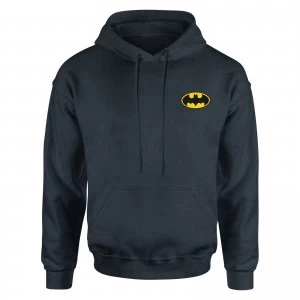 Image of DC Batman Logo Embroidered Kids Piped Hoodie - Navy - 13 Years
