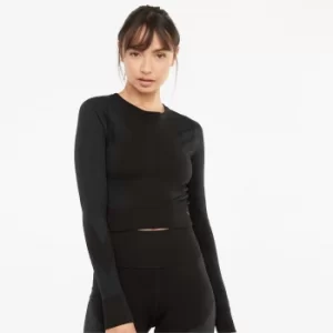 Image of PUMA Seamless Long Sleeve Fitted Womens Training T-Shirt, Black, size Medium, Clothing