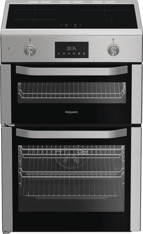 Image of Hotpoint HDE6IDC2X 60cm Wide Double Oven Electric Cooker with Induction Hob - Stainless Steel - A Rated