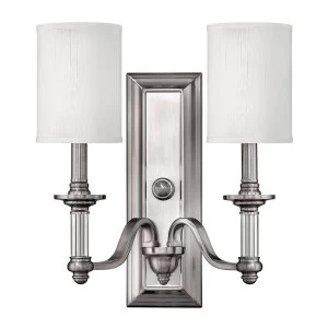 Image of 2 Light Indoor Wall Light Brushed Nickel, E14