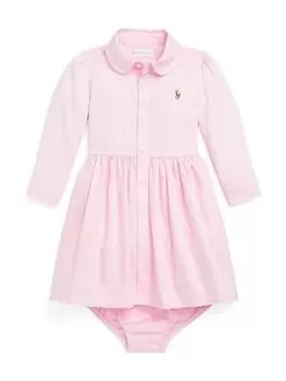 Image of Ralph Lauren Baby Girls Long Sleeve Shirt Dress - Pink, Size 9 Months