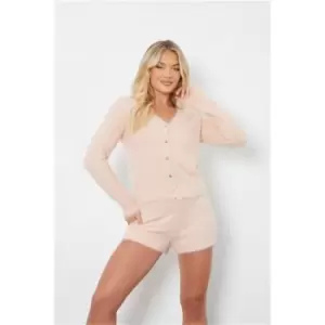 Image of I Saw It First Blush Pink Fluffy Knit Button Cardigan - Pink