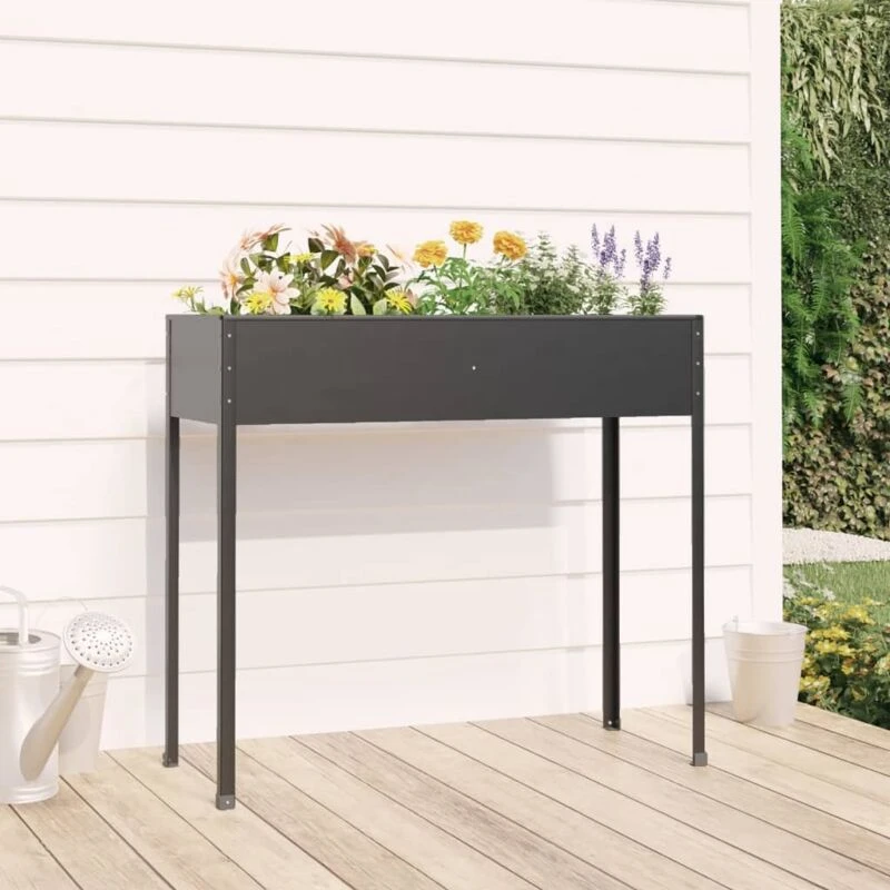 Image of vidaXL Garden Planter Anthracite 100.5x40.5x90 cm, Grey 152263