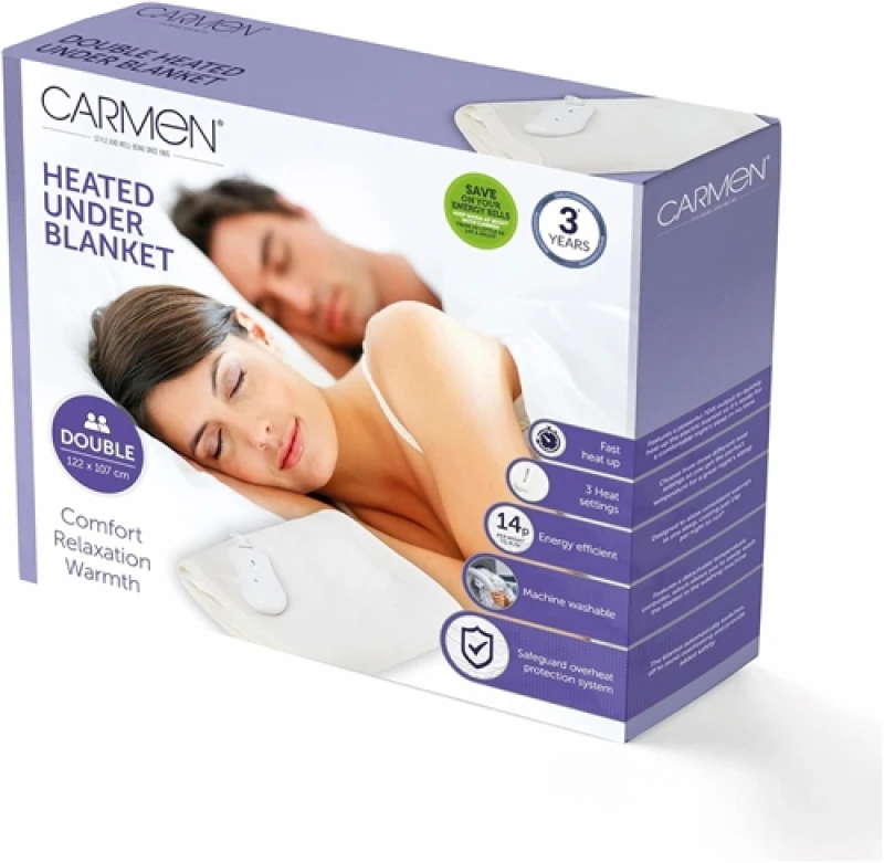 Image of Carmen Double Heated Under Blanket with Overheat Protection White C81193
