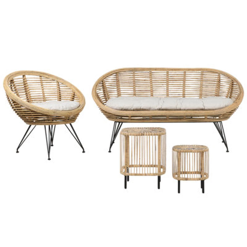 Image of Beliani Garden Lounge Set With Table 3 Seater Maratea/Cesenatico Rattan Natural, Brown 414402