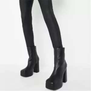 Image of Missguided Extreme Platform Faux Leather Boots - Black