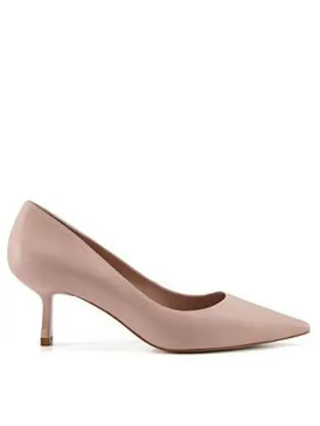 Image of Dune London Anastasia Leather Mid Heel Court Shoes - Blush, Light Pink, Size 4, Women Light Pink VYPVO Female 4