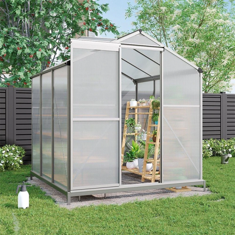 Image of Breeins Outdoor 6x6fts Aluminium Greenhouse with Vent - White White L