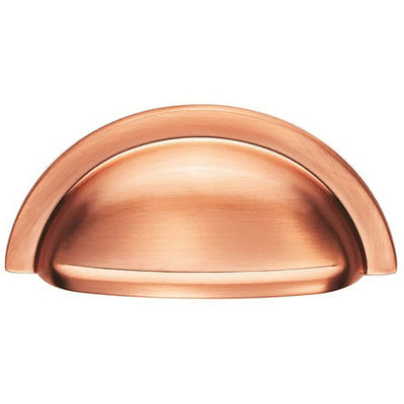 Image of Loops Cabinet Cup Pull Handle 91 x 45mm 76mm Fixing Centres Satin Copper Copper unisex