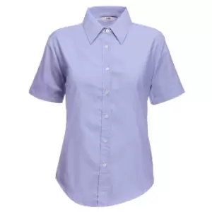 Image of Fruit Of The Loom Ladies Lady-Fit Short Sleeve Oxford Shirt (XL) (Oxford Blue)