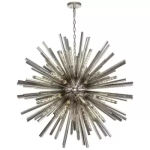 Image of Luminosa 32 Light E27, Round Pendant Polished Nickel , Smoke Glass