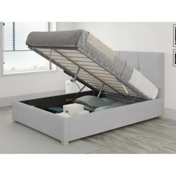 Image of Caine Ottoman Upholstered Bed, Kimiyo Linen, Silver - Ottoman Bed Size Single (90x190)