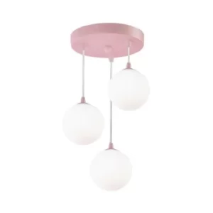 Image of Searchlight Kids 3 Light Pendant, Pink With Opal Glass