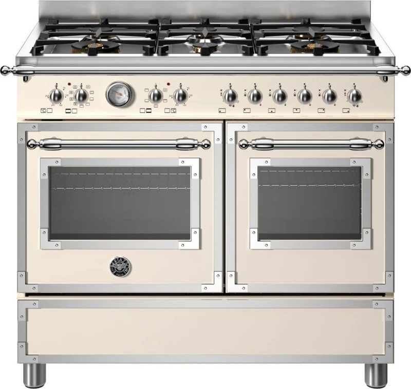 Image of Bertazzoni HER106L2EAVT 100cm Heritage Dual Fuel Range Cooker - IVORY HER106L2EAVT