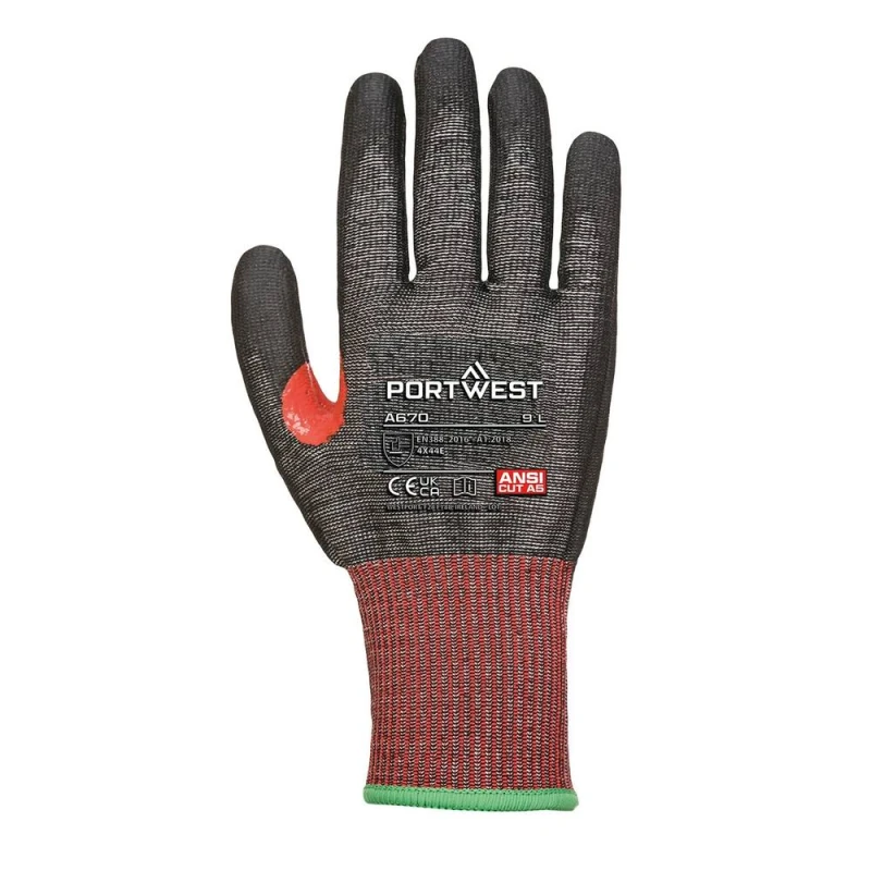 Image of Portwest A670 PU Gloves in Black Size: 10 Black Unisex 10