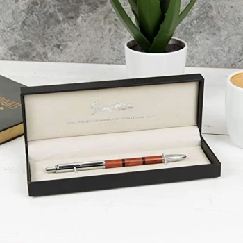Image of Stratton Ballpoint Pen - Chrome & Cherry Wood Effect Resin