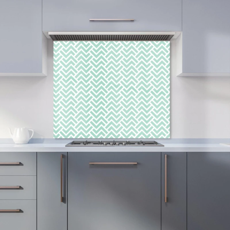 Image of Warren Reed - Designer Green Geometric Pattern Kitchen Splashback Size: 600mm x 600mm Green Unisex 600mm x 600mm