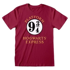 Image of Harry Potter - Hogwarts Express Platform 3/4 Unisex Medium T-Shirt - Red