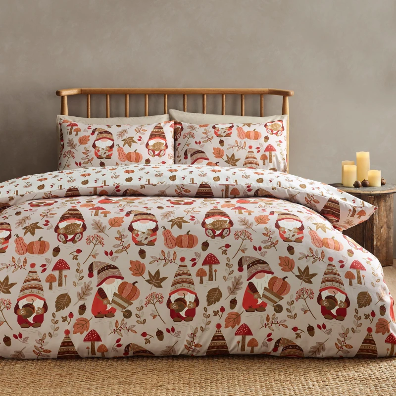 Image of Catherine Lansfield Catherine Lansfield 'Woodland Gonks' So Soft Reversible Duvet Cover Set in Natural Size: Single Natural Single Unisex 5057681187