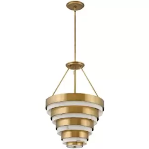 Image of Quintiesse Hinkley Echelon Cylindrical Pendant Ceiling Light Heritage Brass