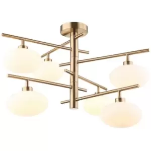 Image of Italux Lighting - Italux Fiorenzo - Modern Hanging Pendant Brass 6 Light with White Shade, G9