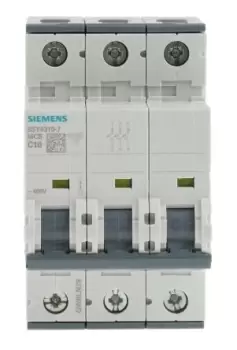 Image of Siemens Sentron 10A MCB Mini Circuit Breaker3P Curve C, Breaking Capacity 10 kA