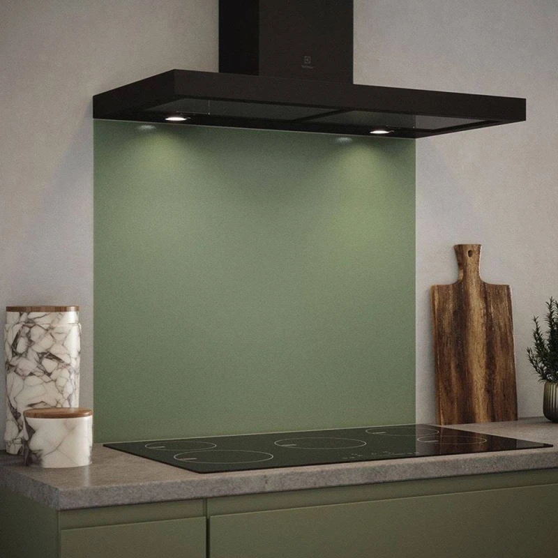 Image of Sage Green Glass Kitchen Splashback 900Mm X 750Mm, Green SB54045