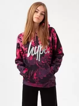 Image of Hype Girls Pink Fade Tie Dye Silver Glitter Script Hoodie, Pink, Size Age: 3-4 Years, Women