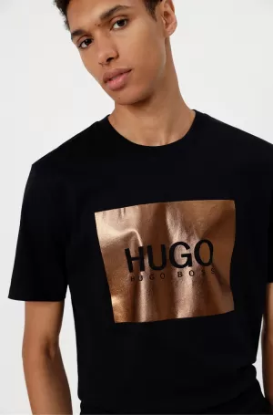 Image of Hugo Boss Dolive Metallic Logo T-Shirt Navy Size M Men