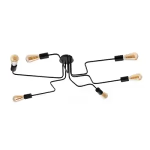 Image of Dedalo Multi Arm Semi Flush Ceiling Lamp, Black