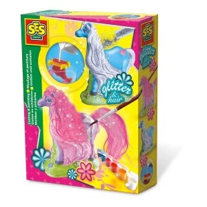 Image of SES Creative - Childrens Glitter Hair Horses Casting and Painting Set 5-12 Years Multi-colour