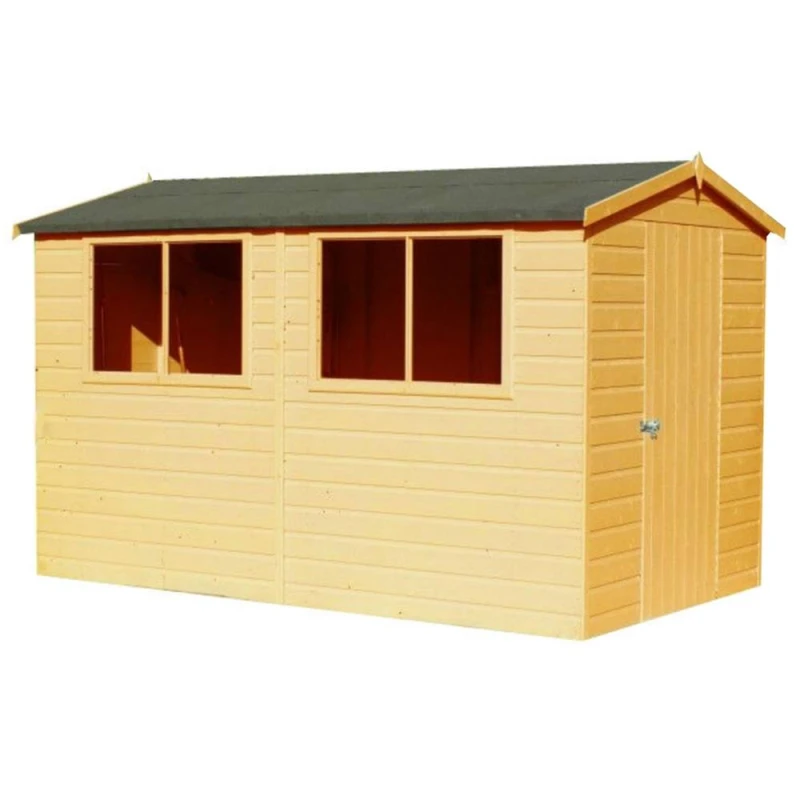 Image of Shires Lewis Handmade Garden Shed Approx 10 x 6 Feet in Brown Brown Unisex