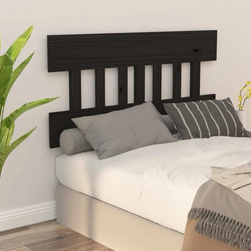 Image of Vidaxl Bed Headboard Black 183.5X3X81cm Solid Wood Pine, Black 819139