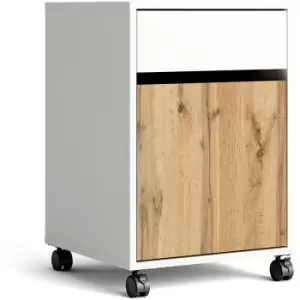 Image of Furniture To Go - Function Plus Mobile cabinet in White and Wotan Light Oak - Light Oak