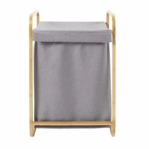 Image of Grey and Bamboo Laundry Hamper