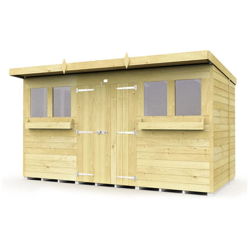 Image of Flat Pack Sheds DIY Sheds 12 x 6 Pent Summer Shed, Brown 12X6PSSFF
