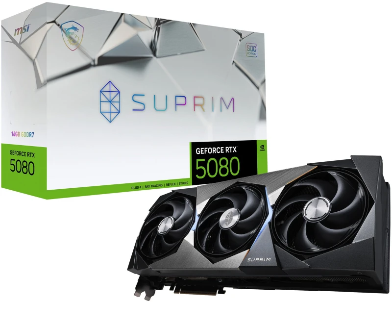 Image of MSI NVIDIA GeForce RTX 5080 16G SUPRIM SOC GDDR7 Graphics Card