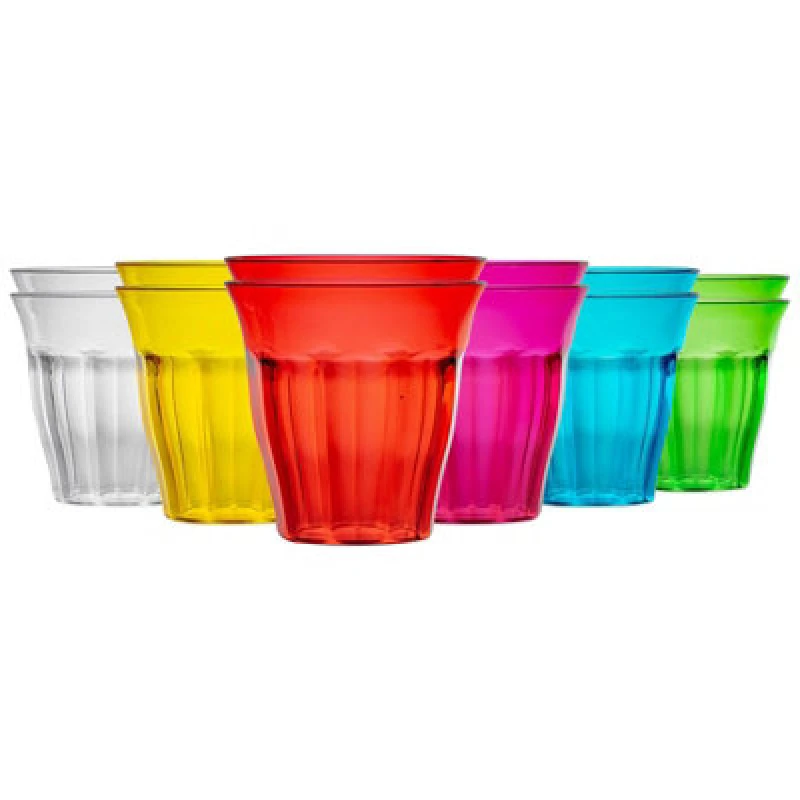 Image of Rink Drink Coloured Plastic Tumblers - 250ml - 6 Colours - Pack of 12 Multi