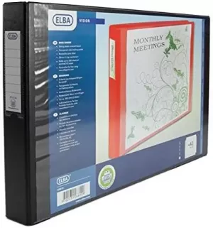 Image of Elba A3 40mm PVC 4 D Ring Oblong Ring Binder Black Pack of 2