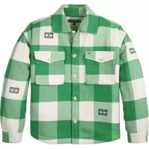 Image of Tommy Hilfiger Sherpa Lined Checked Overshirt - Green