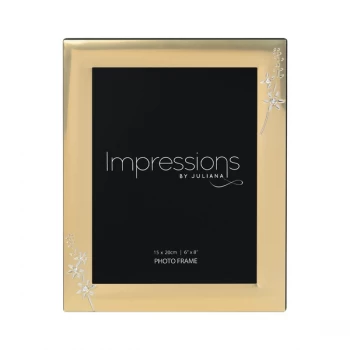 Image of 6" x 8" - IMPRESSIONS Gold Photo Frame with Crystal Flowers