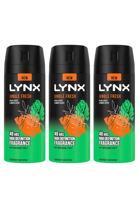 Image of Lynx 'Body Spray' Jungle Fresh Definition Deo 150ml 3pk Green male