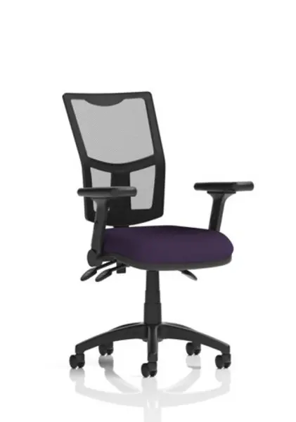 Image of Eclipse Eclipse Plus III Lever Task Operator Chair Mesh Back With Bespoke Colour Seat In Tansy Purple With Height Adjustable And Folding Arms KCUP177
