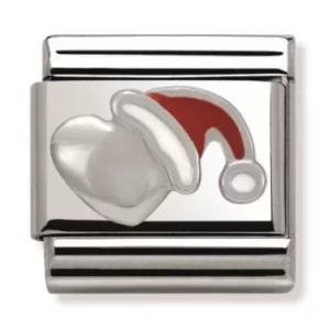 Image of Nomination CLASSIC Silvershine Christmas Heart and Santa Hat Charm...