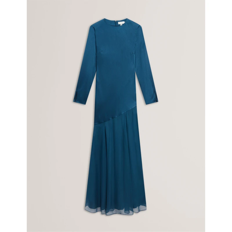 Image of Ted Baker Womens Long Sleeve Maxi Dress Dk-Blue female 8 (XS)