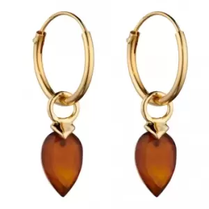 Image of January Yellow Gold Plated Birthstone Chalcedony Stone Hoop Charm Earring Y2661