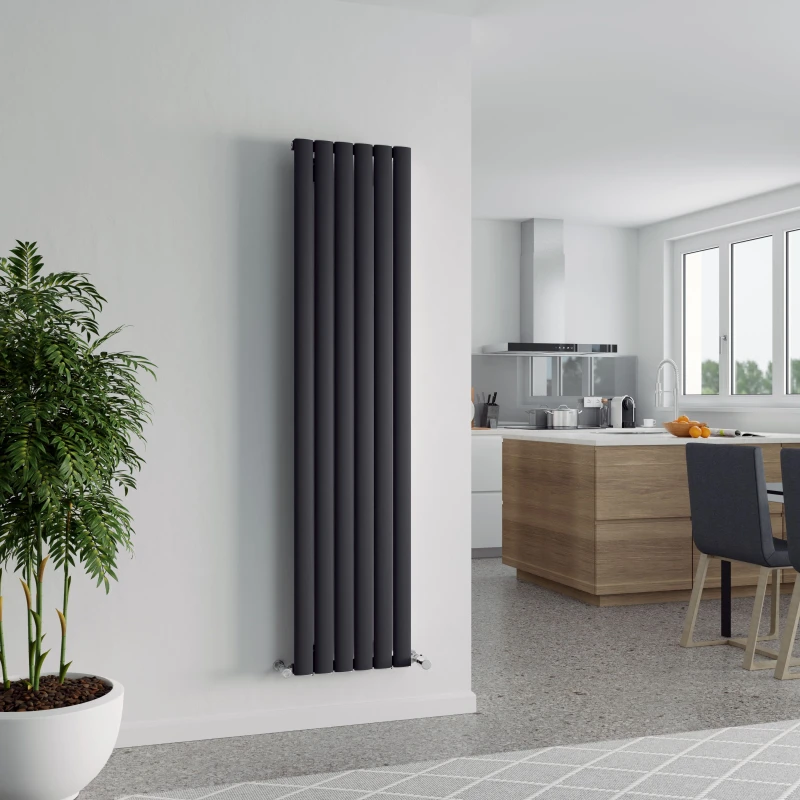 Image of Agadon Berlin Designer Aluminium Radiator in Dark Grey Size: 1800mm x 555mm Dark Grey Unisex 1800mm x 555mm