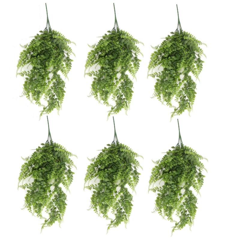 Image of N/A Pack of 6 x Hanging UV and Fire Resistant Artificial Green Pothos Plant 85cm