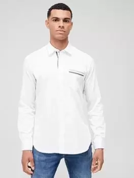 Image of BOSS Roger Slim Fit Longsleeve Shirt - White, Size S, Men