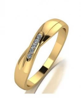 Image of Moissanite 9Ct Yellow Gold Shaped Wedding Band